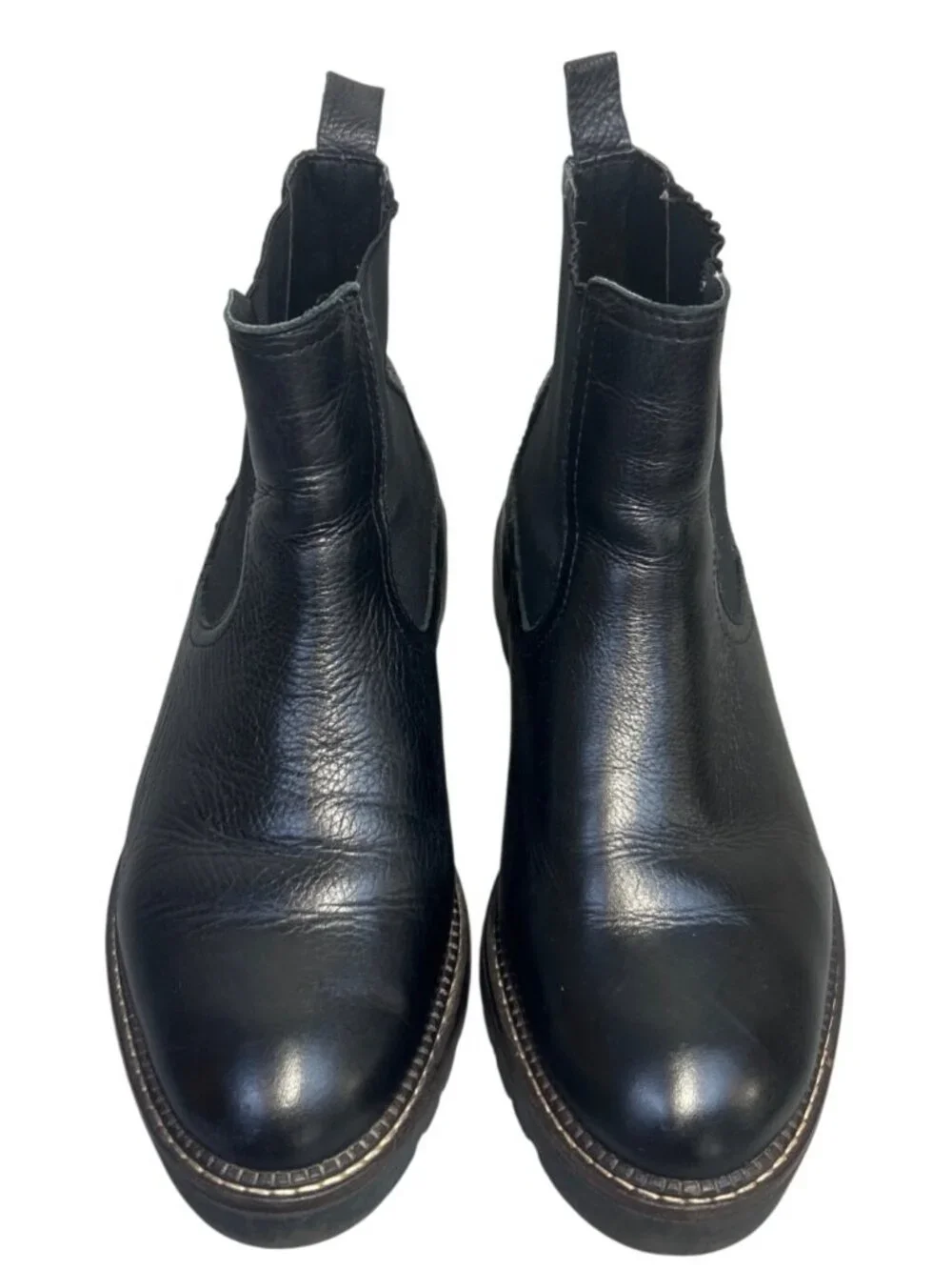 Caslon Miller Water Resistant Black Leather Chelsea Lug Boots Women's Sz 8.5